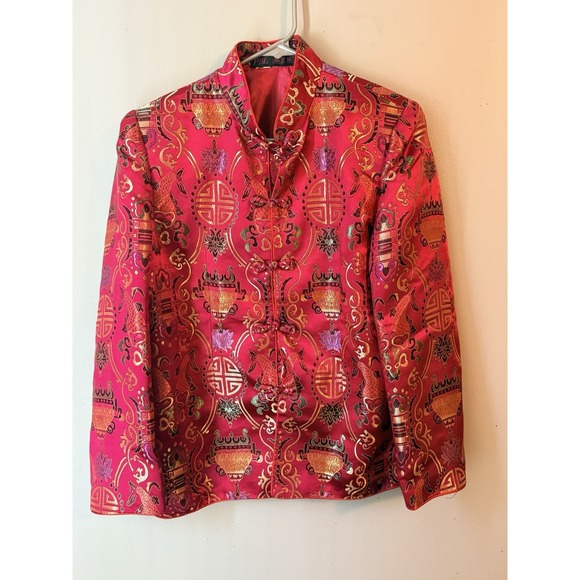 PBL Jackets & Blazers - VTG PBL Asian Satin Jacket Frog Closure Mandarin Collar See Measurements